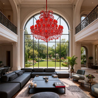 56 Lights Large Red Chandelier Crystal Lighting  83" W 71"H