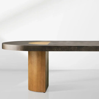 Yukas Reclaimed Acacia Wood Oval Dining Table | Luxury Organic Modern Dining Room Table