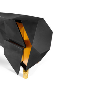Luxury Diamond-Inspired Sideboard Cabinet with Black Gold Finish & Hidden Storage
