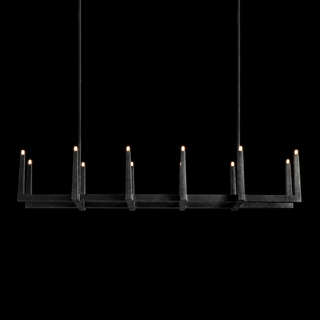 Modern Textured Cast Brass Linear Chandelier