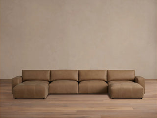 Keegan Leather Six-Piece Sectional
