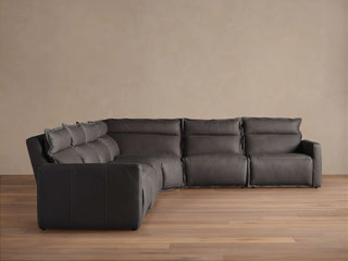 Rowland Leather Six-Piece Motion Sectional