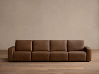 Brennan Leather Four-Piece Motion Sectional in Dante Ale