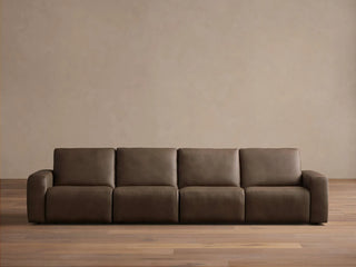 Brennan Leather Four-Piece Motion Sectional in Dante Cappuccino