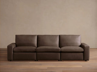 Kipton Wide-Arm Leather Three-Piece Motion Modular Sofa