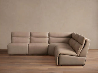Rowland Tailored Leather Five-Piece Armless Motion Corner Sectional