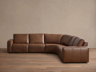 Brennan Leather Five-Piece Motion Corner Sectional in Dante Ale