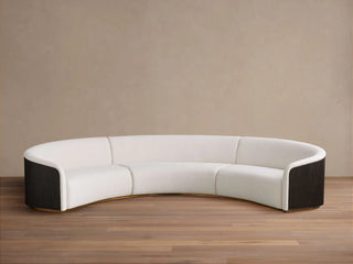 Finnley Three-Piece Curved Sectional in Ebony and Merritt Snow