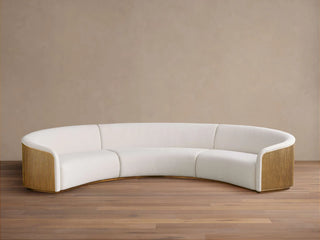 Finnley Three-Piece Curved Sectional in Honey and Merritt Snow