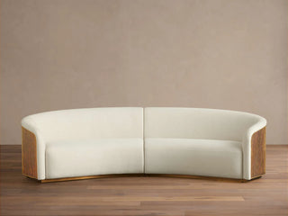 Finnley Two-Piece Curved Sectional in Honey and Merritt Snow