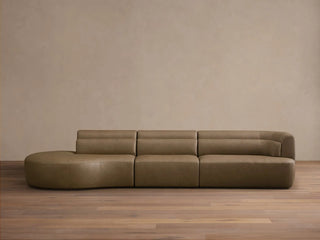 Lovina Leather Three-Piece Bumper Sectional