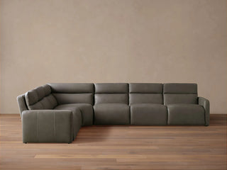 Rowland Tailored Leather Six-Piece Motion Sectional