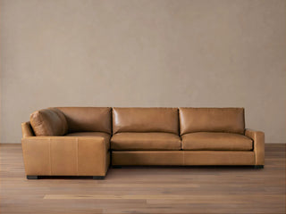 Remington Leather Two-Piece Sectional in Saratoga Chocolate