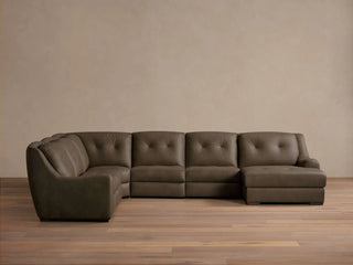 Perry Leather Six-Piece Motion Chaise Sectional