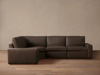 Kipton Wide Arm Leather Four-Piece Motion Sectional