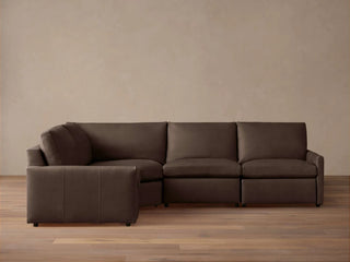 Kipton Slim Arm Leather Four-Piece Motion Sectional