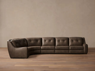 Perry Leather Five-Piece Motion Corner Wedge Sectional