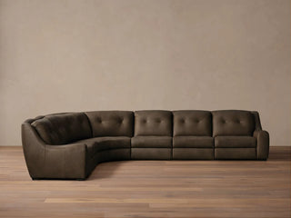 Perry Leather Six-Piece Motion Corner Sectional