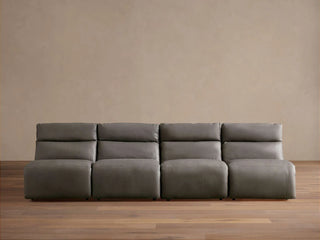 Rowland Tailored Leather Four-Piece Armless Motion Modular Sofa