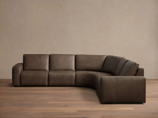 Brennan Leather Five-Piece Motion Corner Sectional in Dante Cappuccino
