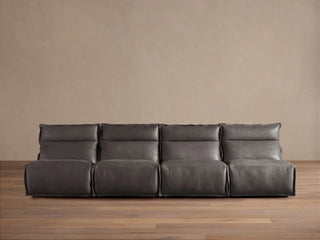 Rowland Leather Four-Piece Armless Motion Modular Sofa
