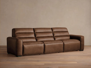 Borough Leather Three-Piece Motion Sofa