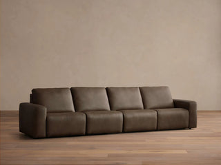 Brennan Leather Four-Piece Motion Sectional in Dante Cappuccino