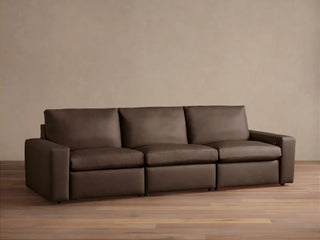 Kipton Wide-Arm Leather Three-Piece Motion Modular Sofa