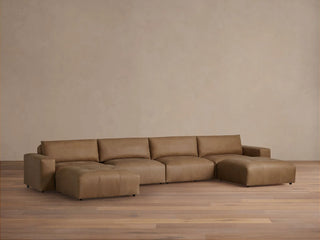 Keegan Leather Six-Piece Sectional