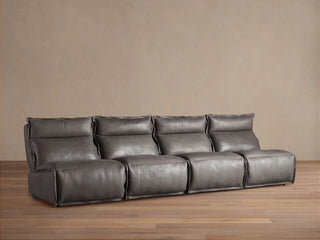 Rowland Leather Four-Piece Armless Motion Modular Sofa