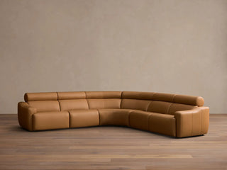 Fia Leather Five-Piece Motion Corner Sectional