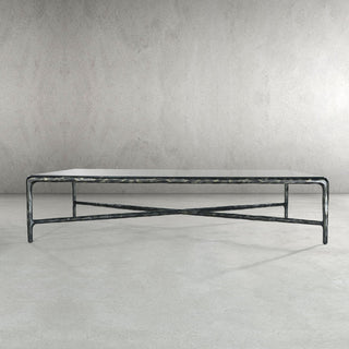 Hand-Forged Metal Square Glass Coffee Table