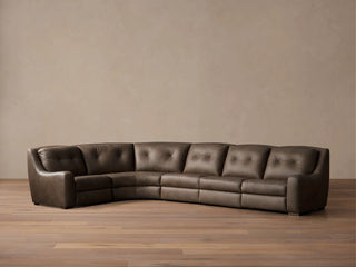 Perry Leather Five-Piece Motion Corner Wedge Sectional