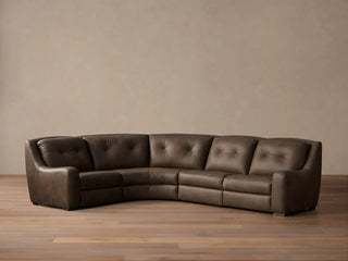 Perry Leather Four-Piece Motion Corner Wedge Sectional