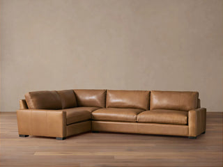 Remington Leather Two-Piece Sectional in Saratoga Chocolate