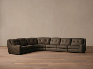 Perry Leather Six-Piece Motion Sectional