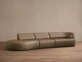 Lovina Leather Three-Piece Bumper Sectional