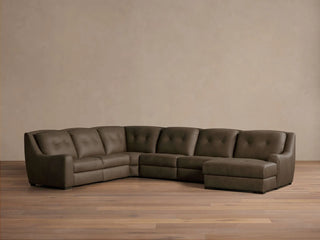 Perry Leather Six-Piece Motion Chaise Sectional