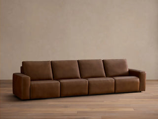 Brennan Leather Four-Piece Motion Sectional in Dante Ale