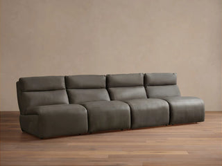 Rowland Tailored Leather Four-Piece Armless Motion Modular Sofa