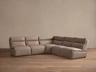 Rowland Tailored Leather Five-Piece Armless Motion Corner Sectional