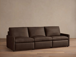 Kipton Slim Arm Leather Three-Piece Motion Modular Sofa