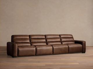 Borough Leather Four-Piece Motion Sectional