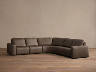 Brennan Leather Five-Piece Motion Corner Sectional in Dante Cappuccino
