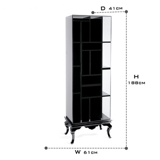 Luxury Tall Bookcase with Smoked Glass Shelves & Modern Display Storage