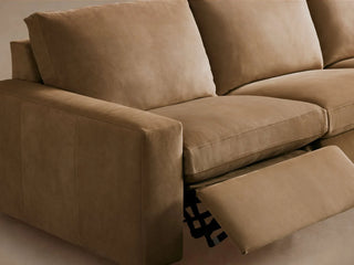 Kipton Wide Arm Nubuck Leather Three-Piece Motion Modular Sofa