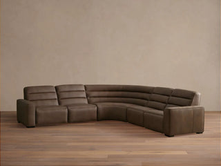 Borough Leather Five-Piece Motion Corner Sectional