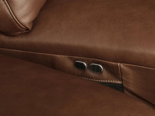 Brennan Leather Five-Piece Motion Corner Sectional in Dante Ale