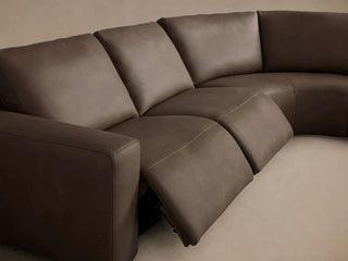 Brennan Leather Five-Piece Motion Corner Sectional in Dante Cappuccino