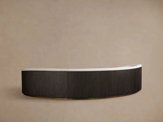 Finnley Three-Piece Curved Sectional in Ebony and Merritt Snow